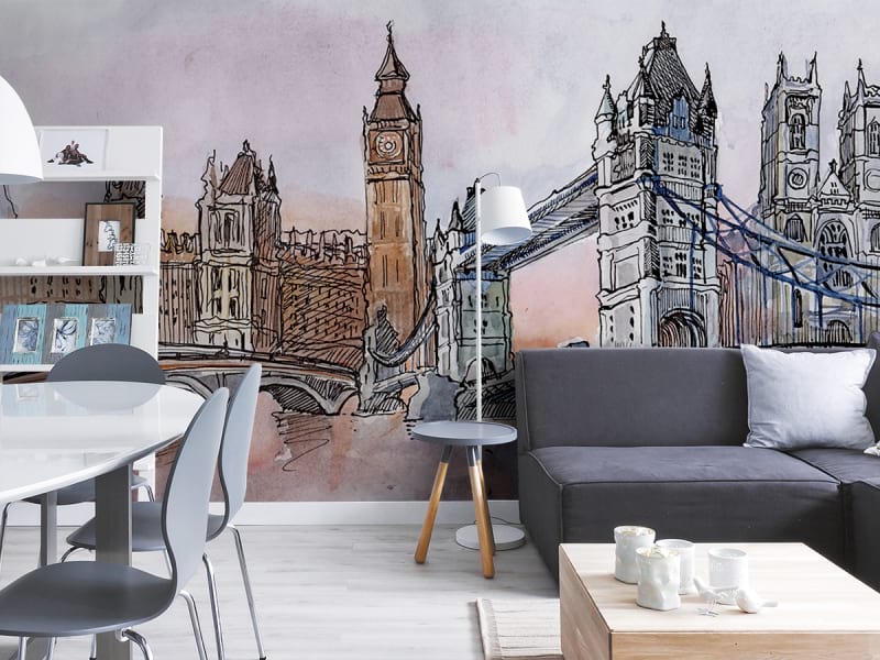 Fototapeta Londoner Zeichnung we wnętrzu salonu