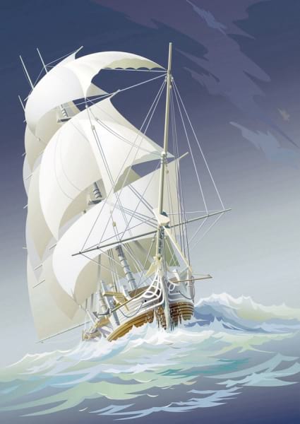 Fototapeta Weißes Segelboot auf See