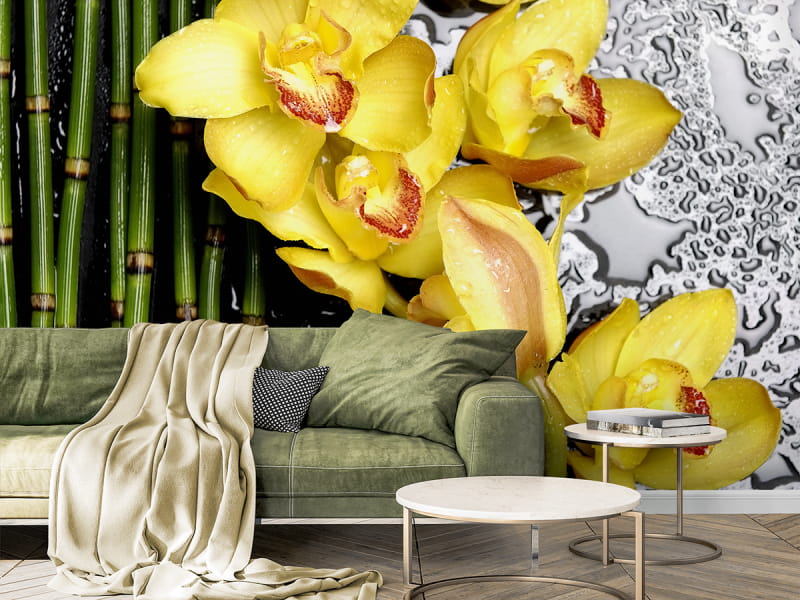 Fototapeta Orchidee und Bambus we wnętrzu salonu