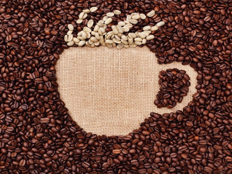 Fototapeta Tasse Kaffeebohnen