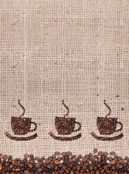 Fototapeta Sackleinen und Kaffeebohnen
