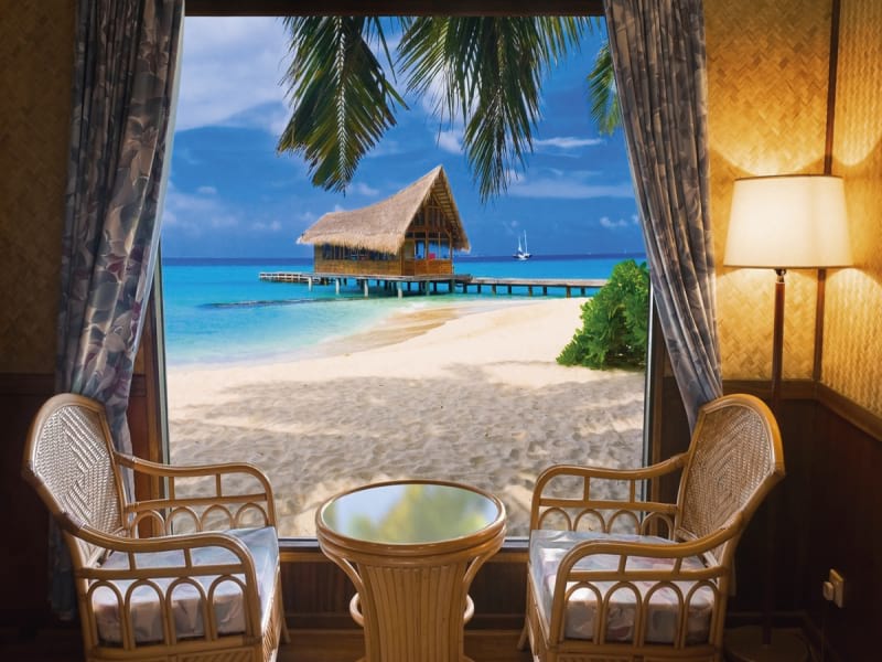 Fototapeta Sonnenstrand vor dem Fenster