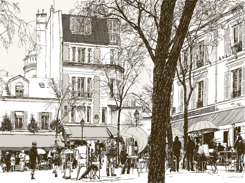 Fototapeta Pariser Bleistiftzeichnung