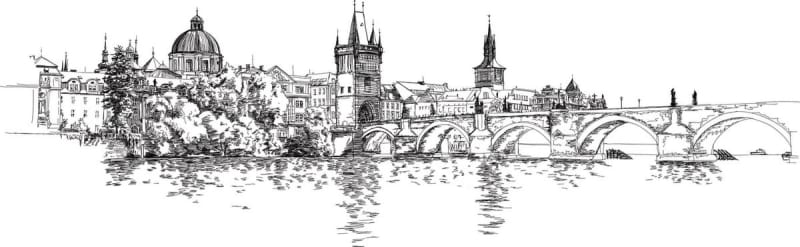 Fototapeta Zeichnung der Karlsbrücke