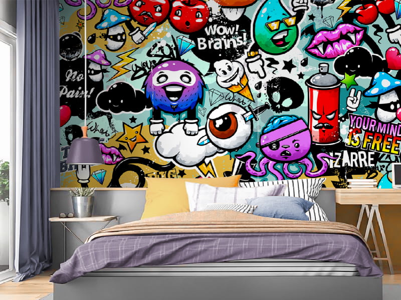 Fototapeta Graffiti-Zeichnung we wnętrzu pokoju nastolatka