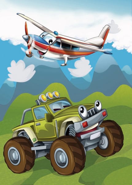 Fototapeta Flugzeug und Auto