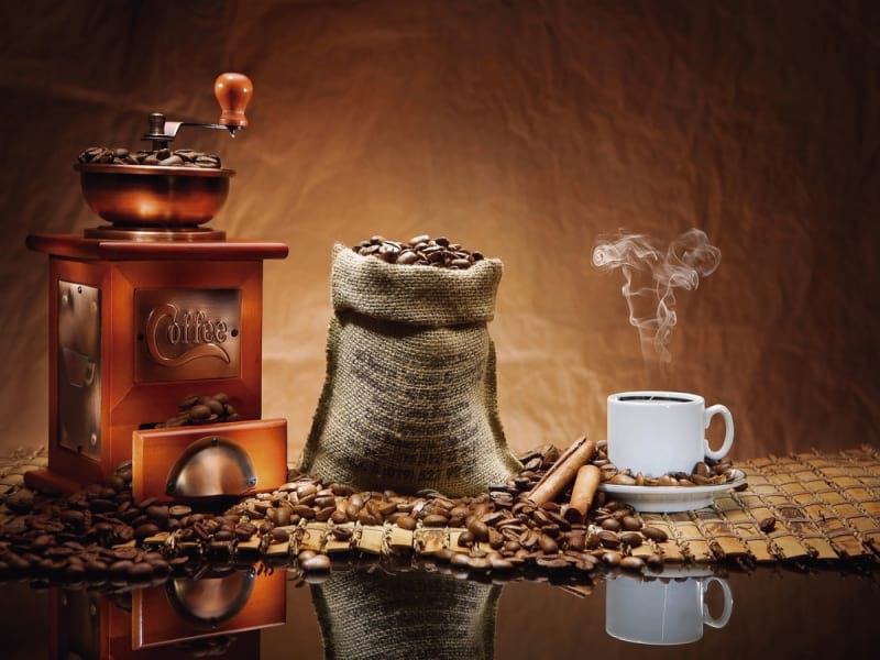 Fototapeta Kaffee und Kaffeemühle