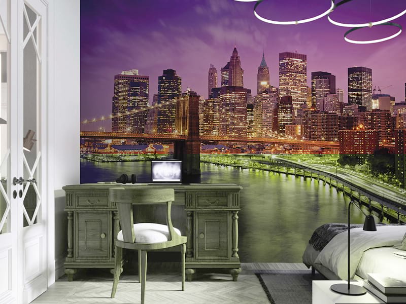 Fototapeta Manhattan bei Nacht we wnętrzu sypialni