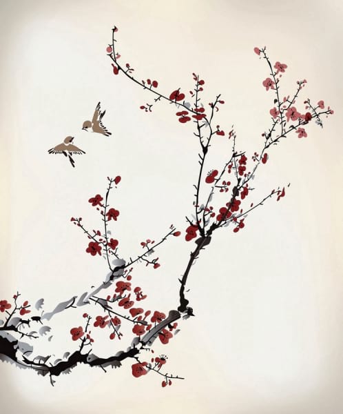 Fototapeta Sakura und Vögel