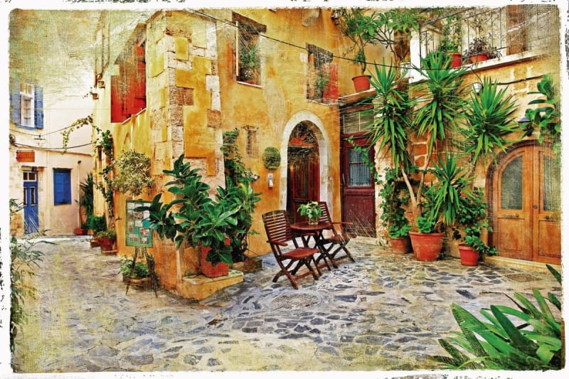 Fototapeta Griechischer Innenhof, Chania