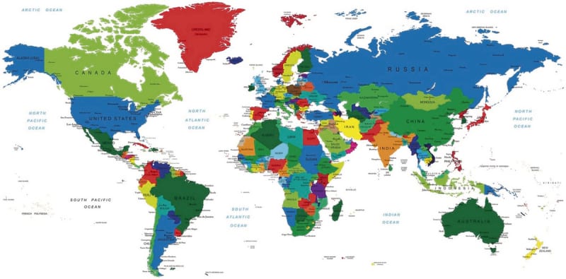 Fototapeta Farbige politische Karte