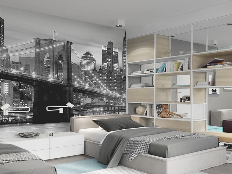 Fototapeta Brooklyn Bridge New York we wnętrzu pokoju nastolatka