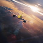 Miniatura fototapety Flugzeug bei Sonnenuntergang