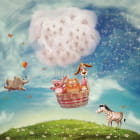 Miniatura fototapety Tiere auf einem flauschigen Ball