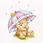 Miniatura fototapety Teddybär unter einem Regenschirm