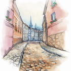 Miniatura fototapety Malerische ruhige Straße