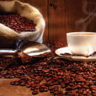 Miniatura fototapety Kaffeebohnen und Tasse