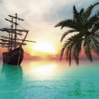Miniatura fototapety Schiff und Palme