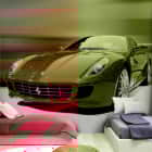 Miniatura fototapety Roter Ferrari we wnętrzu pokoju nastolatka