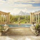 Miniatura fototapety Brunnen und Statuen