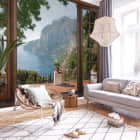 Miniatura fototapety Fenster mit Blick auf die Natur we wnętrzu salonu