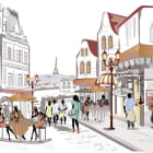 Miniatura fototapety Straßen von Paris, Zeichnung