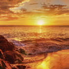 Miniatura fototapety Sonnenuntergang am orangefarbenen Meer