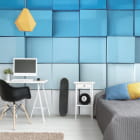Miniatura fototapety Blaue und weiße Würfel we wnętrzu pokoju nastolatka
