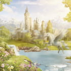 Miniatura fototapety Pegasus und Burg