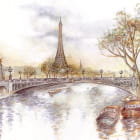 Miniatura fototapety Aquarelllandschaft von Paris