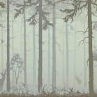 Miniatura fototapety Hirsche im nebligen Wald
