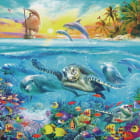 Miniatura fototapety Schildkröte und Delfine