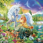 Miniatura fototapety Mädchen und Einhorn
