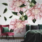 Miniatura fototapety Luxuriöse rosa Blüten we wnętrzu sypialni