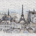 Miniatura fototapety Paris auf einer Backsteinmauer
