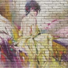 Miniatura fototapety Zeichnung eines Mädchens an der Wand