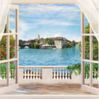 Miniatura fototapety Fenster mit Blick auf die Stadt