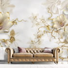 Miniatura fototapety Magnolien in Gold we wnętrzu salonu