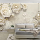 Miniatura fototapety Blumen und Schmetterlinge 3D we wnętrzu sypialni