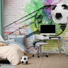 Miniatura fototapety Fußball-Graffiti we wnętrzu pokoju nastolatka