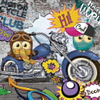 Miniatura fototapety Eulen auf einem Motorrad