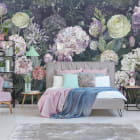 Miniatura fototapety Große Blumen we wnętrzu sypialni