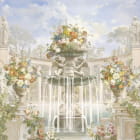 Miniatura fototapety Üppige Blumen und Brunnen