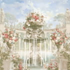 Miniatura fototapety Anmutige Blumen und Brunnen