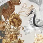 Miniatura fototapety Muster in Gold und Kranichen fragment # 1