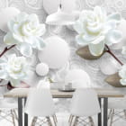 Miniatura fototapety Weiße Blumen und Kugeln we wnętrzu kuchni