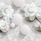 Miniatura fototapety Weiße Blumen und Kugeln