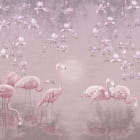 Miniatura fototapety Flamingo am See bei Sonnenuntergang