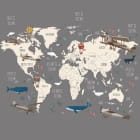Miniatura fototapety Karte mit Tieren und Flugzeugen