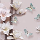 Miniatura fototapety Magnolien und Schmetterlinge 3D